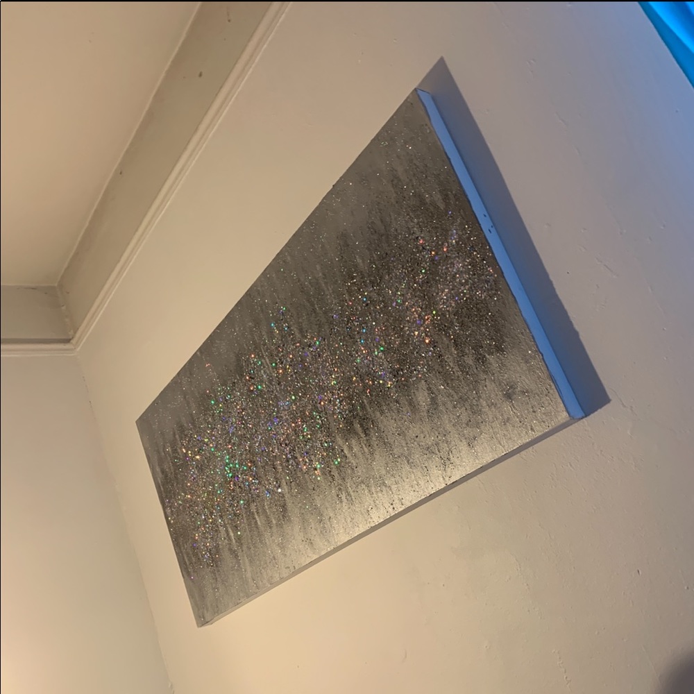 Wall Art Silver Glitter Canvas 24x48